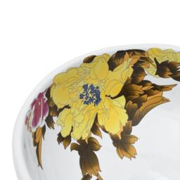 Berkfield Home Durable Countertop Basin Multicolour Round Œ¶41x14 cm Ceramic in White - Size: 41x14 cm - thumbnail 5