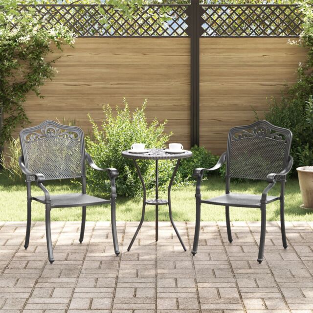 Berkfield Home Garden Chairs 2 Pack Black Cast Aluminum - image 1