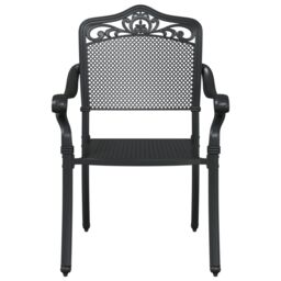 Berkfield Home Garden Chairs 2 Pack Black Cast Aluminum - thumbnail 4