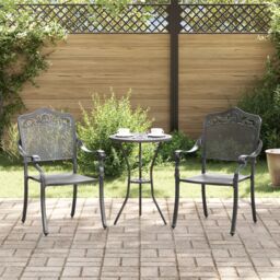 Berkfield Home Garden Chairs 2 Pack Black Cast Aluminum - thumbnail 1