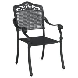 Berkfield Home Garden Chairs 2 Pack Black Cast Aluminum - thumbnail 3