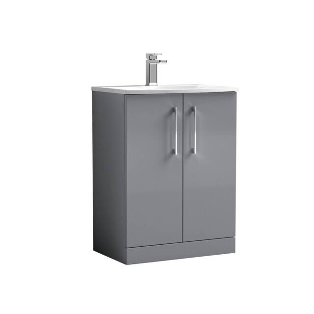 Balterley Bathroom Floor Standing 2 Soft Close Door Vanity Unit, Grey, 600mm in Grey - image 1