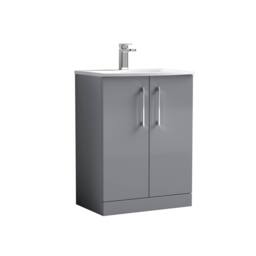 Balterley Bathroom Floor Standing 2 Soft Close Door Vanity Unit, Grey, 600mm in Grey - thumbnail 1