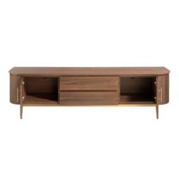 Angel Cerda Walnut TV Stand with Gold Polished Steel Legs - thumbnail 6