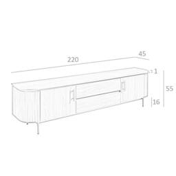 Angel Cerda Walnut TV Stand with Gold Polished Steel Legs - thumbnail 8