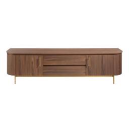 Angel Cerda Walnut TV Stand with Gold Polished Steel Legs - thumbnail 2