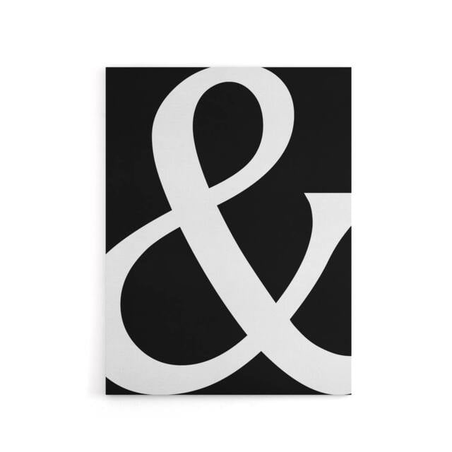 "Artery8 And Ampersand Symbol Black White Minimal Design Canvas Wall Art Print - Size: W24"" x H32""" - image 1