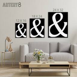 "Artery8 And Ampersand Symbol Black White Minimal Design Canvas Wall Art Print - Size: W24"" x H32""" - thumbnail 4