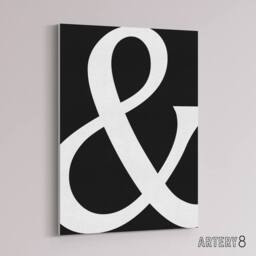 "Artery8 And Ampersand Symbol Black White Minimal Design Canvas Wall Art Print - Size: W24"" x H32""" - thumbnail 2
