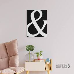"Artery8 And Ampersand Symbol Black White Minimal Design Canvas Wall Art Print - Size: W24"" x H32""" - thumbnail 3