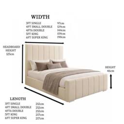 Desire Deco Plush Velvet Eleanor Upholstered Panel Bed Frame, All Sizes in Light Beige - Size: King - thumbnail 3