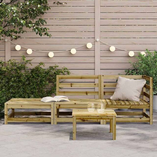 Berkfield Home Garden Sofa with Footstool 2-Seater Impregnated Wood Pine in Brown - image 1