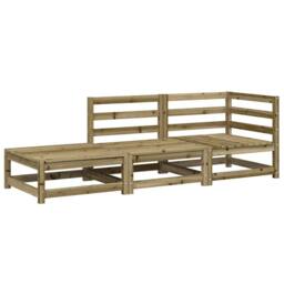 Berkfield Home Garden Sofa with Footstool 2-Seater Impregnated Wood Pine in Brown - thumbnail 3