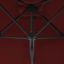 Berkfield Home Outdoor Parasol with Steel Pole Bordeaux Red 250x250x230 cm - Size: 250 x 250 x 230 cm - thumbnail 4