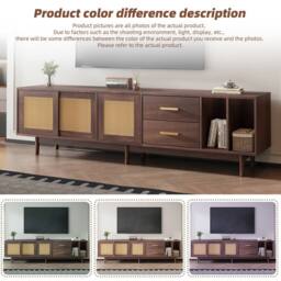 STILVORA TV Stand with 2 Drawers & Sliding Doors, 190 cm in Brown - thumbnail 7
