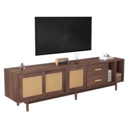 STILVORA TV Stand with 2 Drawers & Sliding Doors, 190 cm in Brown - thumbnail 5