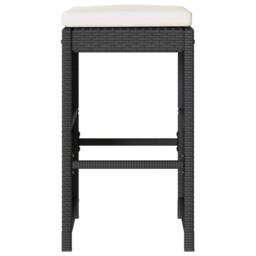 Berkfield Home Garden Bar Stools with Cushions 4 pcs Black Poly Rattan - thumbnail 4