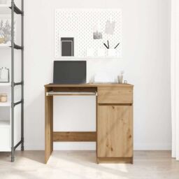 Berkfield Home Desk Artisan Oak 86x49x76 cm Engineered Wood in Brown - Size: 86 x 49 x 76 cm - thumbnail 3