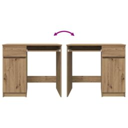 Berkfield Home Desk Artisan Oak 86x49x76 cm Engineered Wood in Brown - Size: 86 x 49 x 76 cm - thumbnail 9