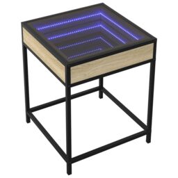 Berkfield Home Bedside Table with Infinity LED Sonoma Oak 40x40x51 cm in Brown - Size: 40 x 40 x 51 cm - thumbnail 3
