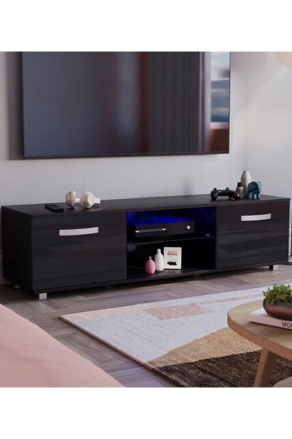 Home Discount Vida Designs Cosmo 2 Door LED TV Unit Storage Organizer in Black - image 1