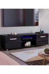 Home Discount Vida Designs Cosmo 2 Door LED TV Unit Storage Organizer in Black - thumbnail 1