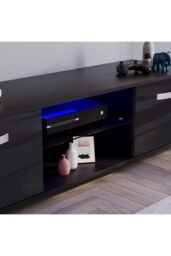 Home Discount Vida Designs Cosmo 2 Door LED TV Unit Storage Organizer in Black - thumbnail 5