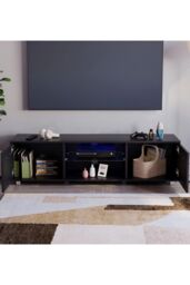Home Discount Vida Designs Cosmo 2 Door LED TV Unit Storage Organizer in Black - thumbnail 3