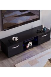 Home Discount Vida Designs Cosmo 2 Door LED TV Unit Storage Organizer in Black - thumbnail 4