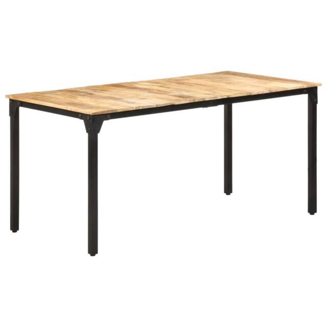 Berkfield Home Dining Table 160x80x76 cm Rough Mango Wood in Brown - Size: 160 x 80 x 76 cm - image 1