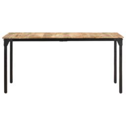 Berkfield Home Dining Table 160x80x76 cm Rough Mango Wood in Brown - Size: 160 x 80 x 76 cm - thumbnail 2