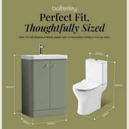 Balterley Floor 2 Door Bathroom Vanity Unit, Tap & Toilet Pack, Green, 579mm in Green - thumbnail 5