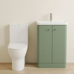 Balterley Floor 2 Door Bathroom Vanity Unit, Tap & Toilet Pack, Green, 579mm in Green - thumbnail 8
