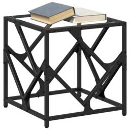 Berkfield Home Coffee Table with Transparent Glass Top 40x40x41 cm Steel - Size: 40 x 40 x 41 cm - thumbnail 3