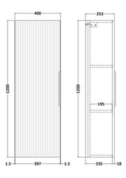 Balterley Fluted 400mm Tall Wall Hung Storage Unit with Single Soft Close Door - White - thumbnail 8