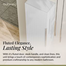 Balterley Fluted 400mm Tall Wall Hung Storage Unit with Single Soft Close Door - White - thumbnail 4