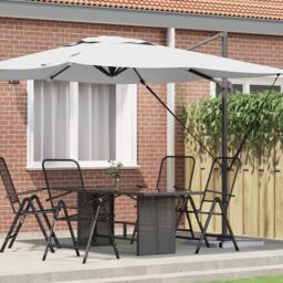 Berkfield Home Cantilever Roma Parasol Sand 286x285x265 cm Aluminium - Size: 286 x 285 x 265 cm - thumbnail 1