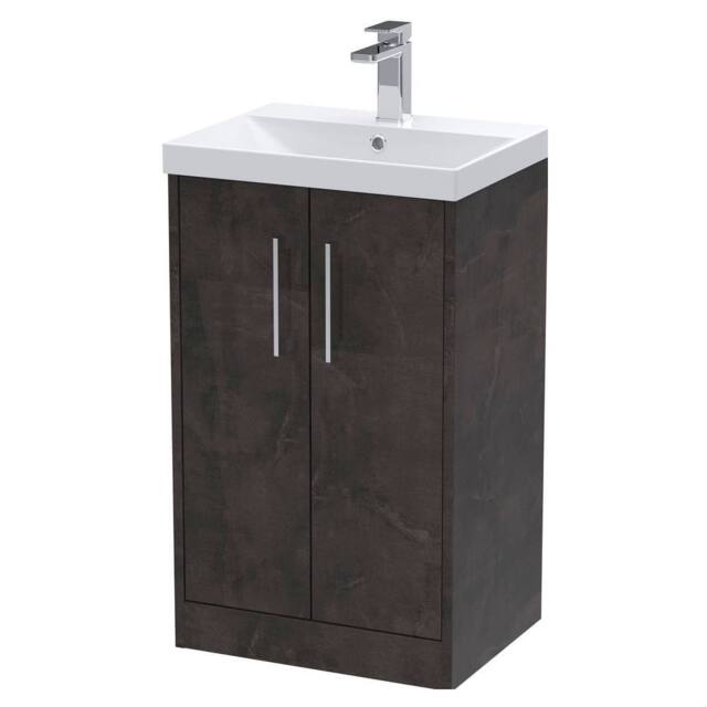Balterley Winshill Contemporary 2 Door Floor Standing Vanity Basin Unit, 500mm in Grey - image 1