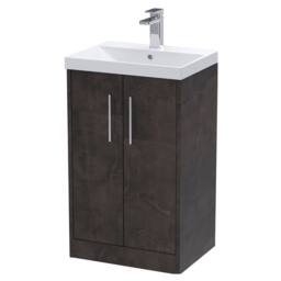 Balterley Winshill Contemporary 2 Door Floor Standing Vanity Basin Unit, 500mm in Grey - thumbnail 1