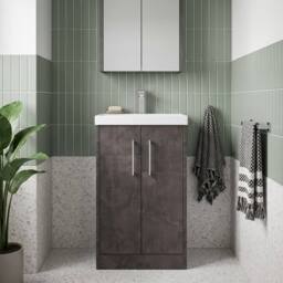 Balterley Winshill Contemporary 2 Door Floor Standing Vanity Basin Unit, 500mm in Grey - thumbnail 6
