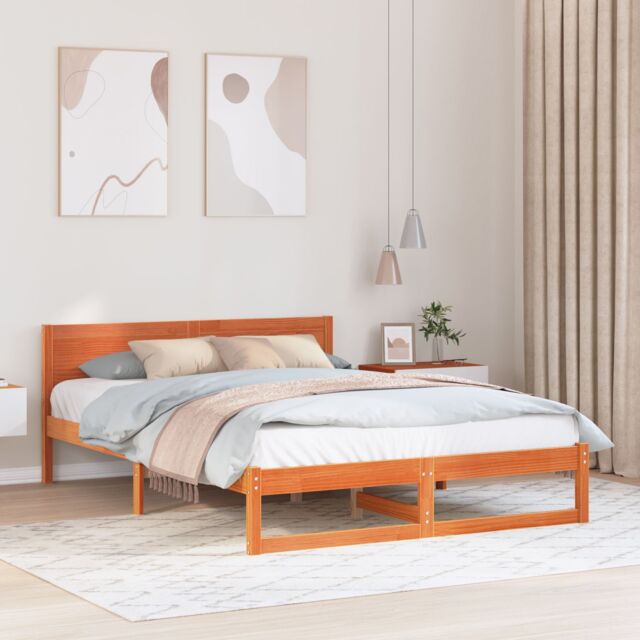 Berkfield Home Bed Frame Wax brown Wood 140 x 200 cm Simple Bed Frame - image 1