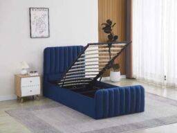 KOSY KOALA Ottoman Gas Lift Storage Bed 3ft Single & 1 Mattress Blue Velvet Bedroom - thumbnail 4