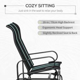 OUTSUNNY Outdoor Gliding Rocking Chair w/ Metal Frame for Patio, Backyard in Black - thumbnail 6