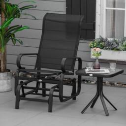 OUTSUNNY Outdoor Gliding Rocking Chair w/ Metal Frame for Patio, Backyard in Black