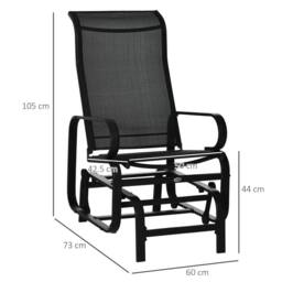 OUTSUNNY Outdoor Gliding Rocking Chair w/ Metal Frame for Patio, Backyard in Black - thumbnail 3