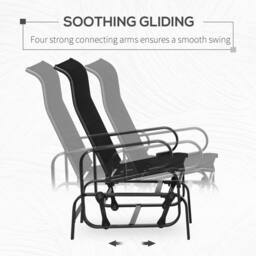 OUTSUNNY Outdoor Gliding Rocking Chair w/ Metal Frame for Patio, Backyard in Black - thumbnail 4