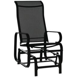 OUTSUNNY Outdoor Gliding Rocking Chair w/ Metal Frame for Patio, Backyard in Black - thumbnail 2