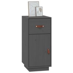 Berkfield Home Sideboard Grey 34x40x75 cm Solid Wood Pine - Size: 34 x 40 x 75 cm - thumbnail 4