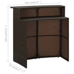 Berkfield Home Table Garden Bar Table Brown 120x55x110 cm Poly Rattan - Size: 120 x 55 x 110 cm - thumbnail 8