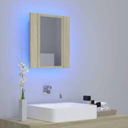 Berkfield Home LED Bathroom Mirror Cabinet Sonoma Oak 40x12x45 cm in Brown - Size: 40 x 12 x 45 cm - thumbnail 1